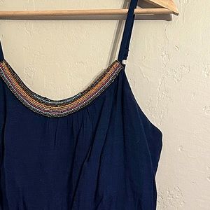 IZ Byer Beaded Spaghetti Strap Dress, Navy, Size L